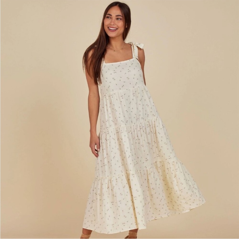 Rylee + Cru Cream Floral Midi Dress